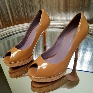 Cole Haan Mariela Nike Air OT Peep Toe Cork Heel 9